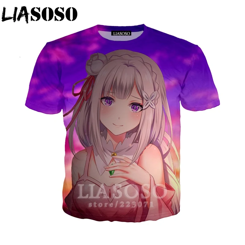 LIASOSO Новинка лета 2019 мужская и женская футболка с коротким рукавом 3D принтом