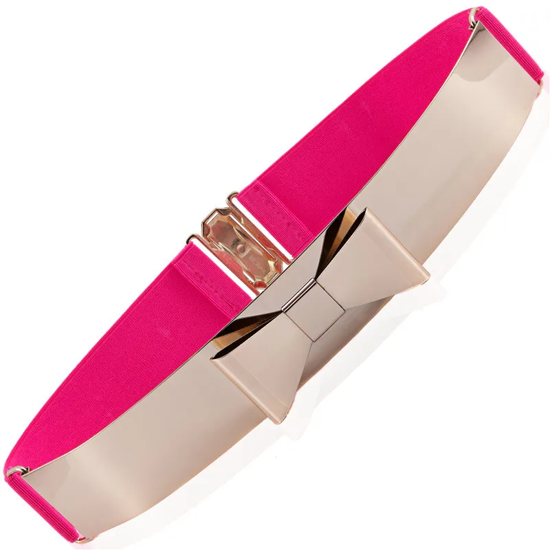 Модный женский эластичный пояс украшенный металлическим украшением большой