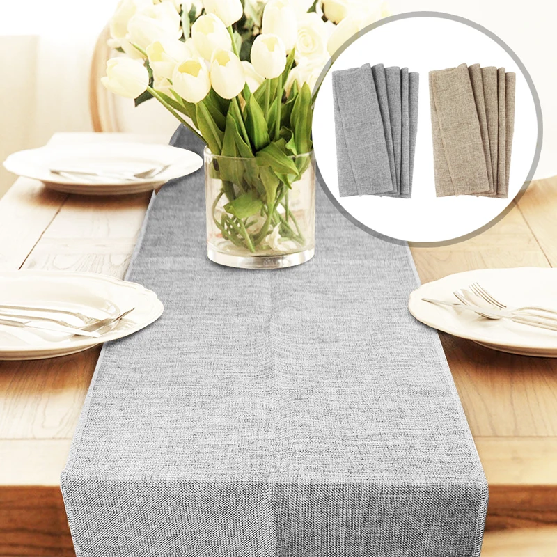Скатерть для свадебной вечеринки Настольная дорожка из мешковины натуральный