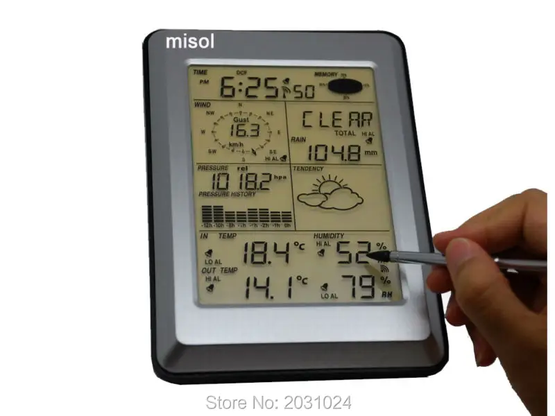 Профессиональная беспроводная метеостанция с сенсорной панелью солнечным