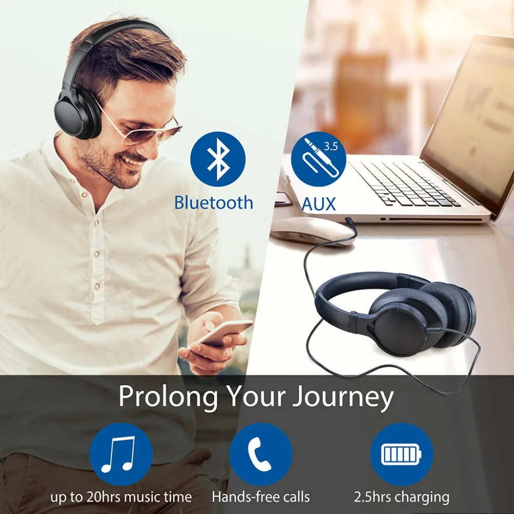 Наушники Avantree Super Light Bluetooth с микрофоном беспроводные/проводные стерео Hi Fi