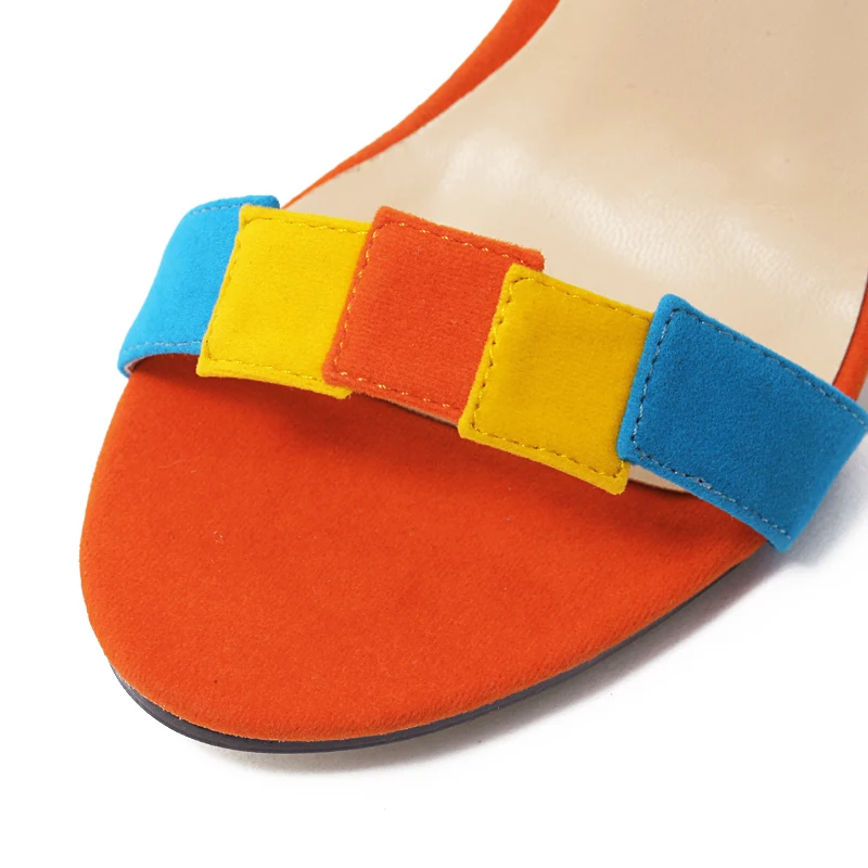 2017 женские разноцветные туфли с пряжкой на ремешке Лоскутные высоком каблуке