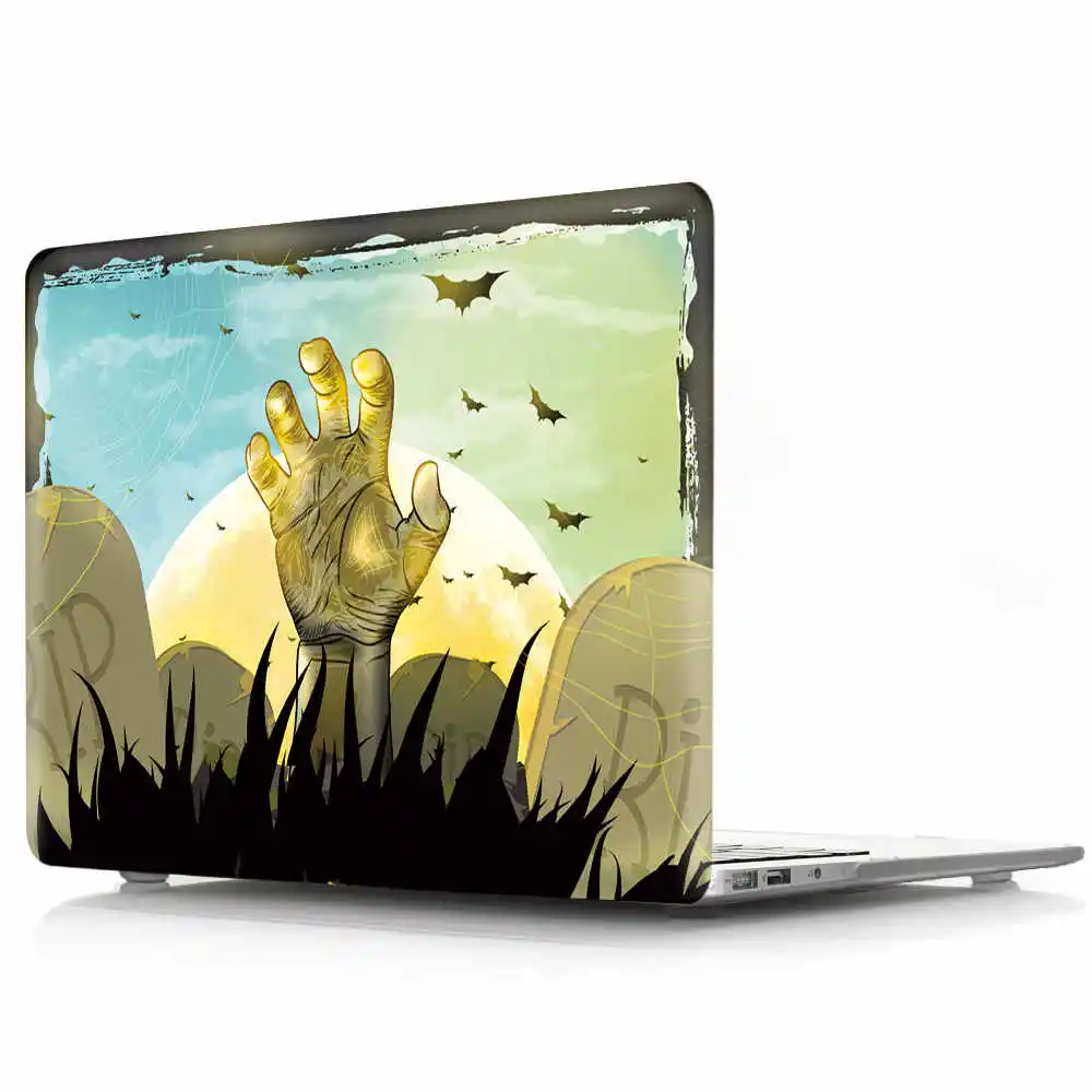 Небесно-голубой Черный чехол с черепом для Macbook Air 13 Pro 13, чехол с рисунком из ПВХ для Macbook Air retina Pro 11 12 13 15, чехол с сенсорной панелью для ноутбука - Цвет: Небесно-голубой