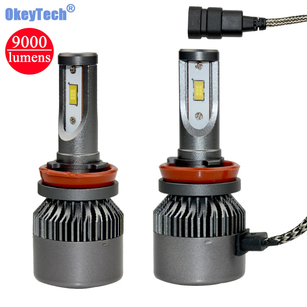 OkeyTech 2 шт. автомобиль лампы для передних фар H11 H8 H9 80 Вт 9000LM 6000 К авто светодиодный
