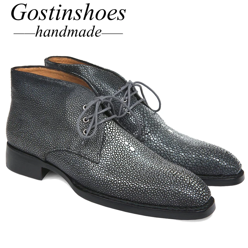 GOSTINSHOES/Роскошные мужские ботинки ручной работы Goodyear модные рабочие из кожи ската