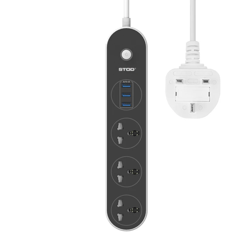 3 порта USB зарядное устройство 15 Вт 3 розетки мощность полосы 2500 Вт домашняя зарядная станция для iPhone iPad samsung huawei адаптер переменного тока - Тип штекера: Великобритания