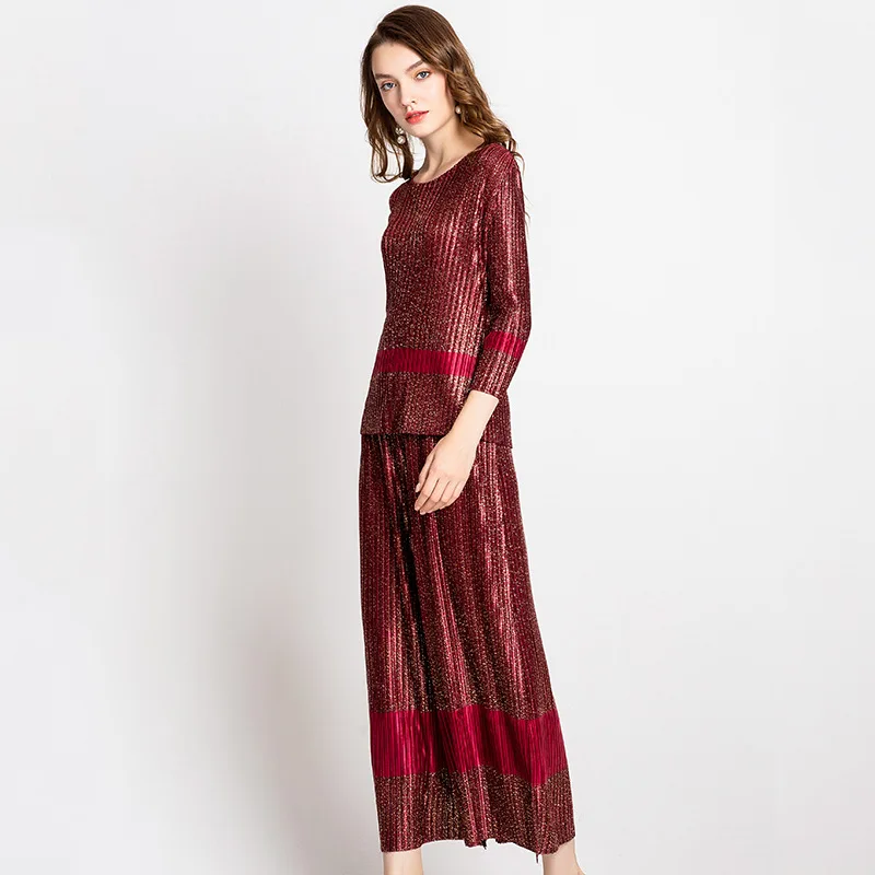 Changpleat 2019 Весенние новые женские комплекты с принтом Miyak плиссированные модные