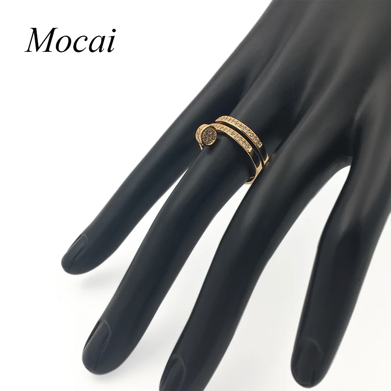 Mochai в стиле панк AAA циркония двойной слой для ногтей кольца держатель модный