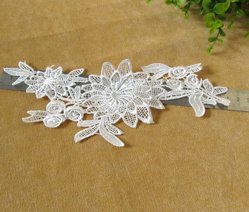 2Pairs 10*22cm Off white Red Black Wedding Dresses Lace Applique Accessories Embroidered Appliques Fabric | Дом и сад