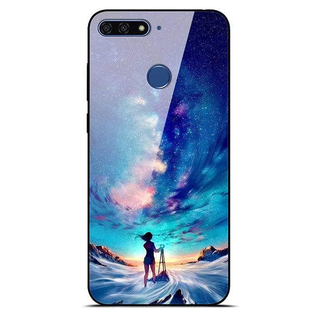 19 Чехол E Funda для huawei Honor 7C 7A, чехол из закаленного стекла, жесткая задняя крышка для huawei Honor 7C Pro/7A Pro, чехол из мягкого ТПУ 7 C мультяшным рисунком - Цвет: 19