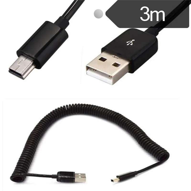 USB 2 0 на Mini пружинный кабель для передачи данных Спиральный 5 контактный адаптер