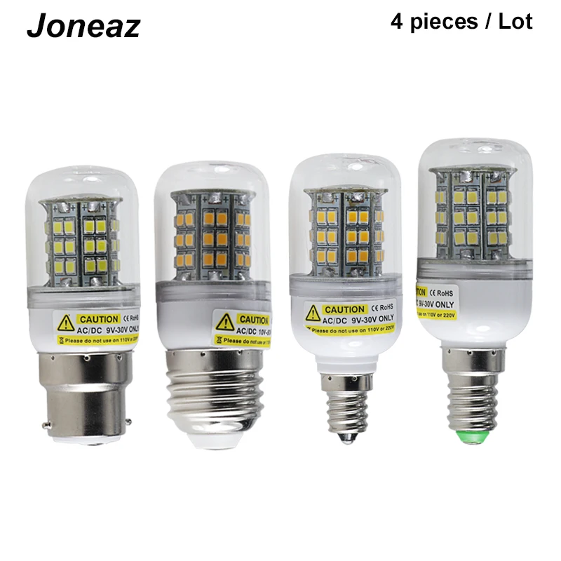 4 шт. ампулы Светодиодные e14 E12 E27 B22 GU10 G9 Ac Dc 12 24 вольт кукурузная лампа 3 Вт Супер 2835 12 В 24 в 110 В 220 В в энергосберегающие лампы