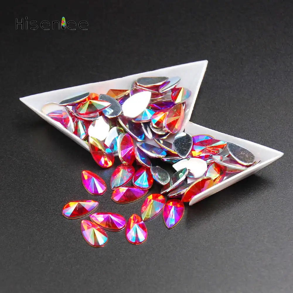 Высокое качество 8*13 мм 100 шт. 3D crystal clear Мода каплевидной формы горный хрусталь Супер Блестящий горный хрусталь DIY дизайн ногтей украшения