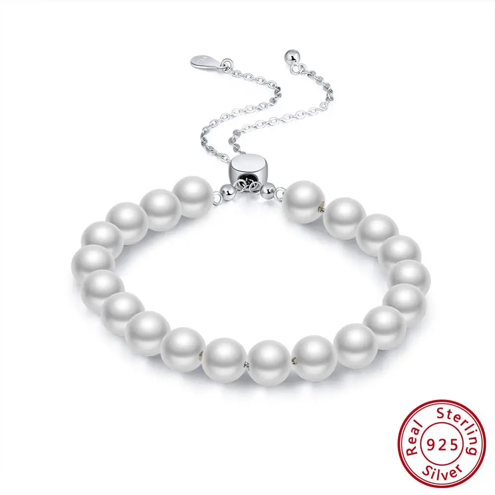 Simulated Pearl Effie queen 925 пробы серебряные женские браслеты 5 стилей натуральный камень Модный браслет ювелирные украшения подарок для девочек TSB36 - Цвет камня: Simulated Pearl