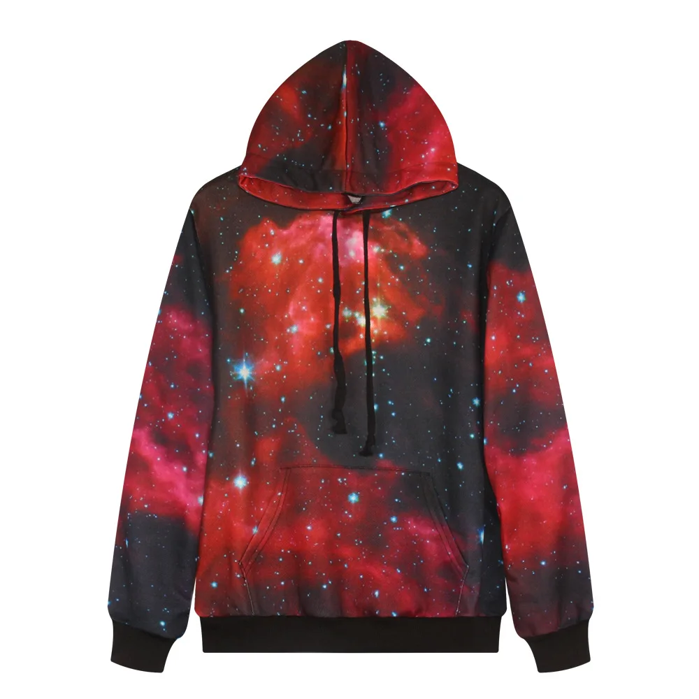Женские толстовки с капюшоном 3D принтом Red Galaxy Stars мягкая толстовка и длинными
