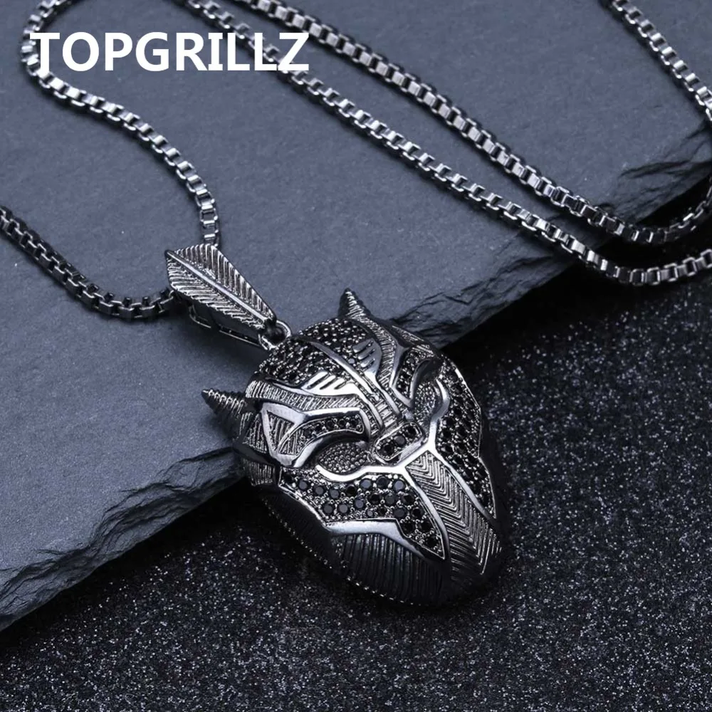 TOPGRILLZ хип хоп Черная пантера ожерелье с подвеской со льдом мужские ювелирные