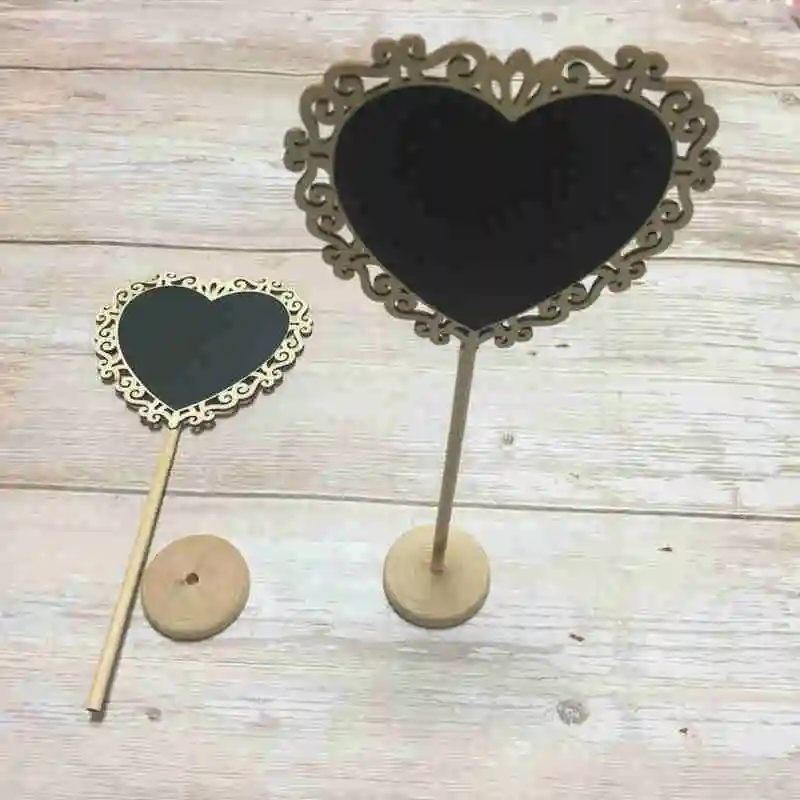 

10pcs wood chalkboard heart mini chalkboard sign wedding table number card