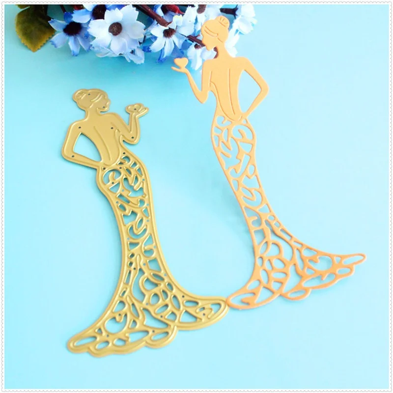 Дольд резки металла умирает красота леди сердце платье девушка Записки карты