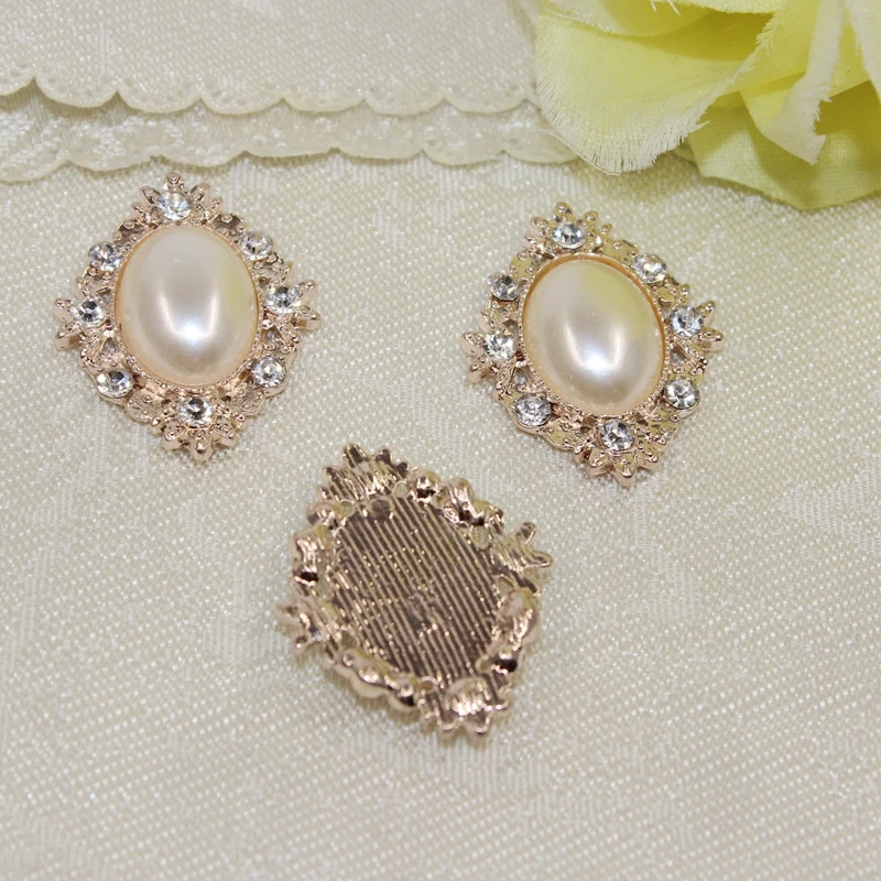 10 шт./набор бледно-золотые белые Имитационные инкрустированные пуговицы 25 х30 мм |