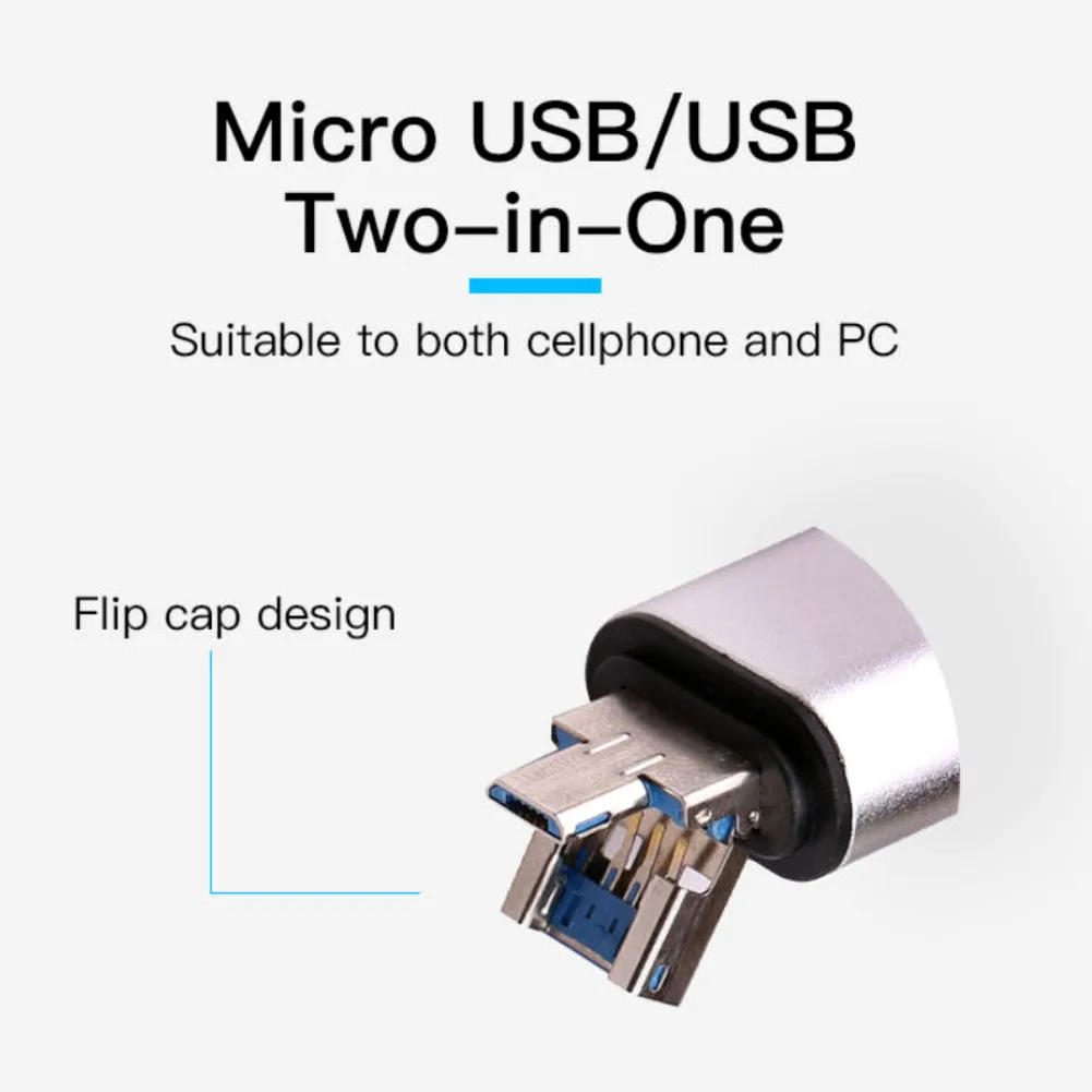 Оптовая продажа 5-в-1 откидная крышка OTG Micro USB 3 1 Type-C устройство для чтения карт SD TF