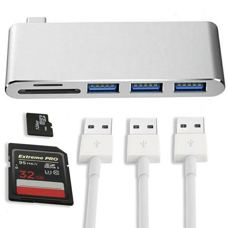 Basix USB C концентратор Тип до 3 портов 0 адаптер с SD/TF кардридер для MacBook pro Air
