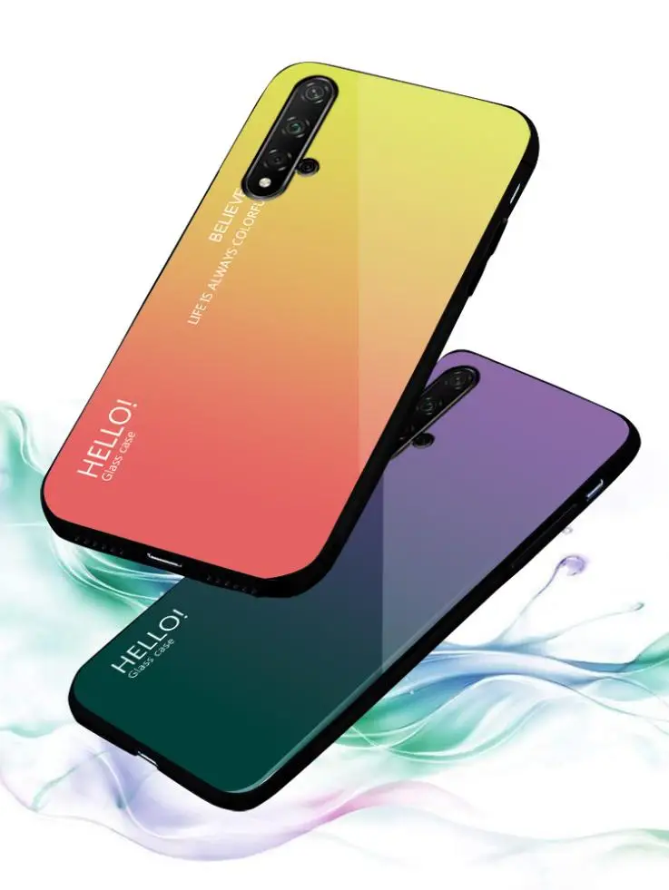 Для Huawei Honor 20/20 Pro/20i/10i/8S/V9/V10/8Pro/View 10 9/Y5(2019) чехол с модным градиентным стеклом задняя