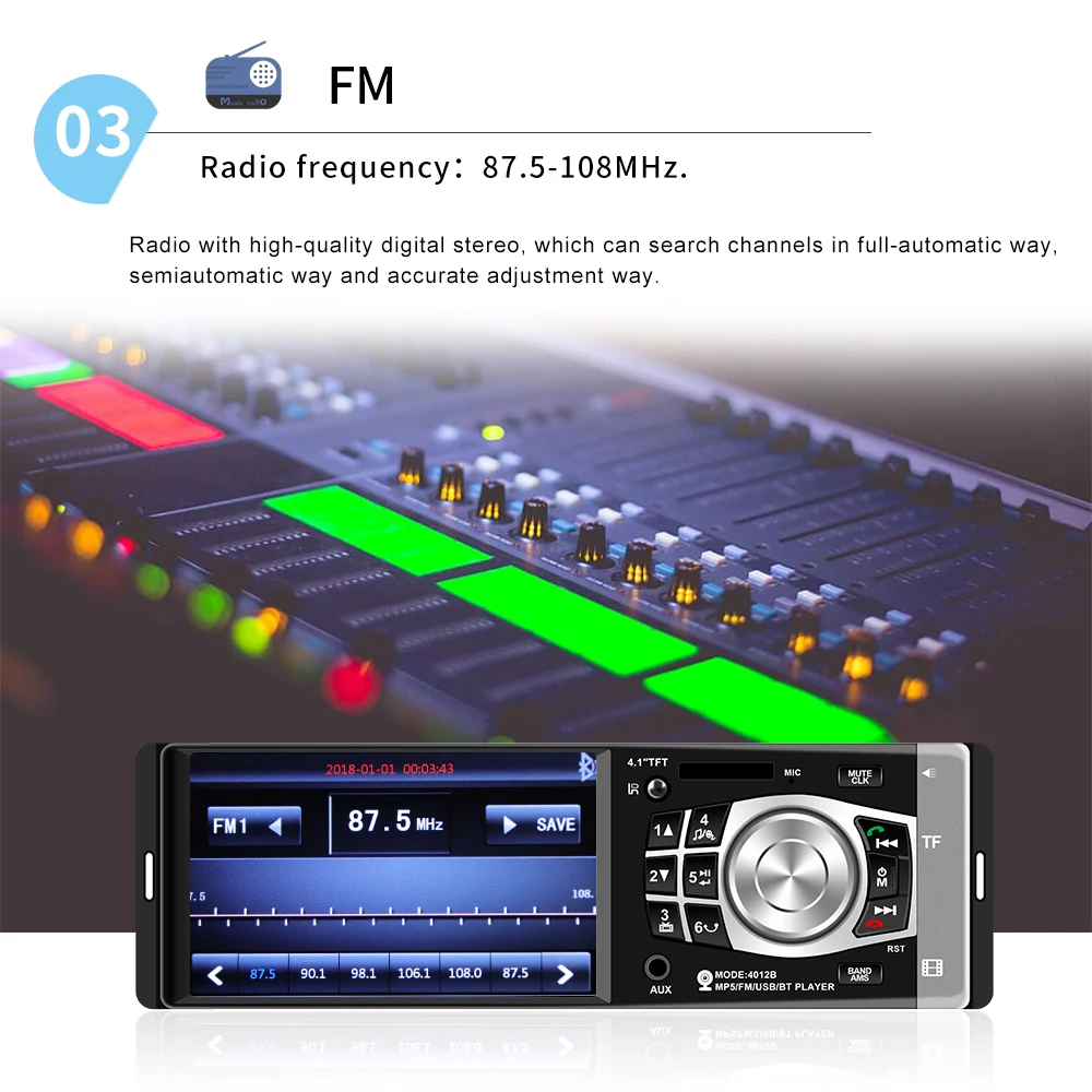 1 Din автомобильное радио Bluetooth 4,1 дюймов HD цифровой экран fm-плеер SD USB зарядное устройство камера заднего вида дистанционное управление аудио автомобиля