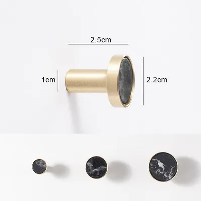 2.2cm Марбли шаблон латунная ручка комод круглые ручки для ящиков ручки/ручки для шкафа Мебельная ручка для шкафа - Цвет: 2.2cm