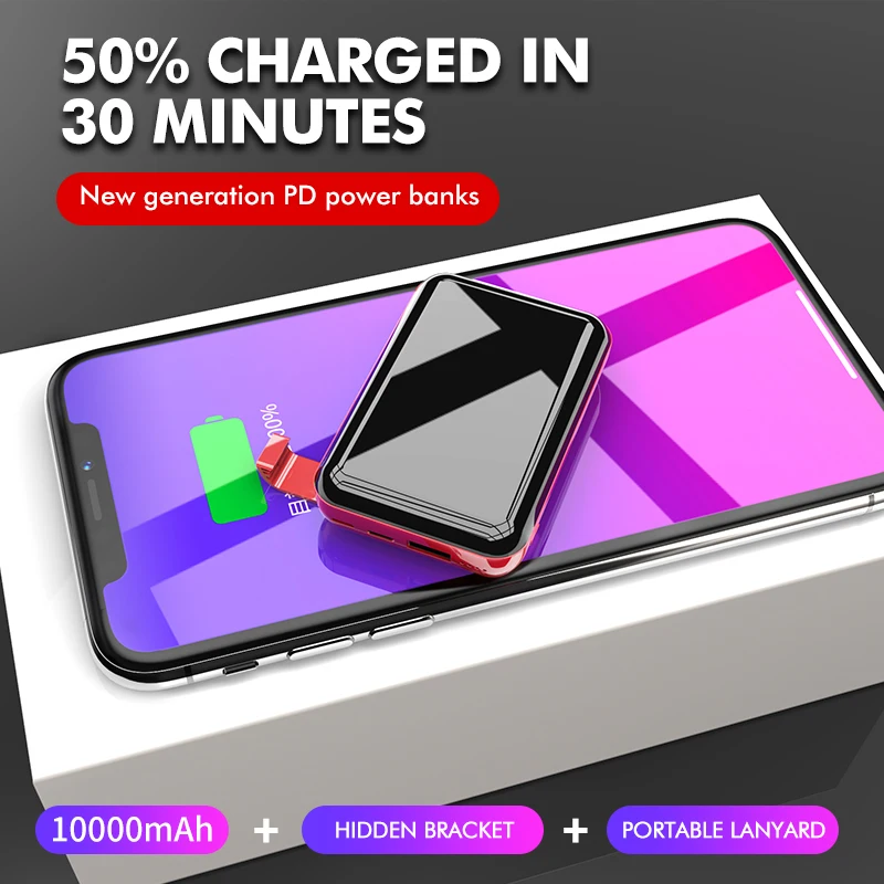 LINGCHEN 10000mA мини банк питания PD 3 0 быстрое зарядное устройство для iPhone Xiaomi Mi 9 Huawei