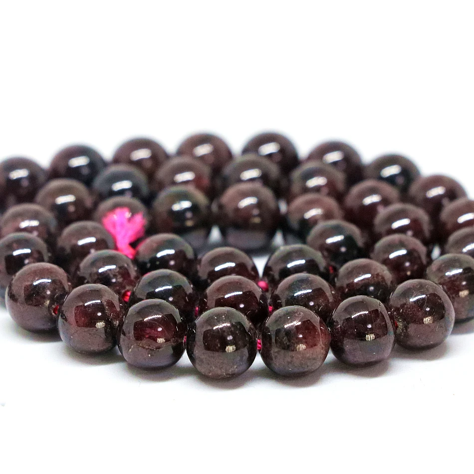 Natural stone 4mm 6mm 8mm 9mm garnet round loose beads women high grade party prom gifts diy jewelry 15inch GE5053 | Украшения и