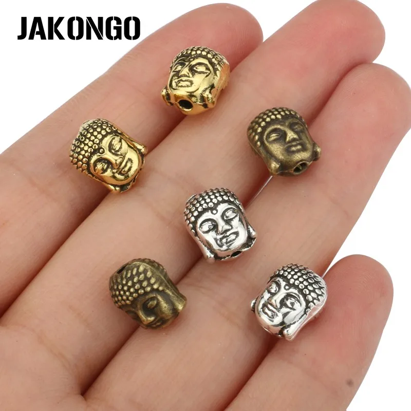

JAKONGO Buddha Spacer Beads Antique Silver Plated Loose Beads for Jewelry Making Bracelet DIY Handmade Accessories 8pcs/lot