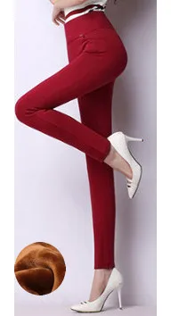 Warm Red fleece Женские повседневные штаны, зимние, размера плюс 5XL 6XL, флисовые, теплые, толстые, вельветовые, вязаные, для походов, лыжные, для девушек, плотные леггинсы ouc087 aidayou - Цвет: Warm Red fleece