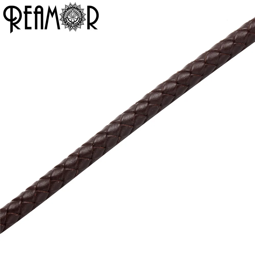Brown REAMOR 5 мм плетеный из натуральной кожи веревочный шнур для браслет ювелирных изделий Ремесла оптом DIY находок - Цвет: Brown