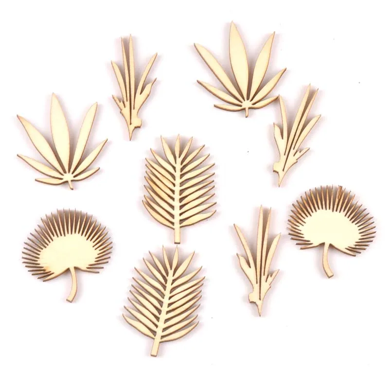 

10Pcs mixed Leaf/leaves natural Wooden Scrapbooking Craft for Embellishments Handmade Diy handicraft Decor 40-50mm MT1912