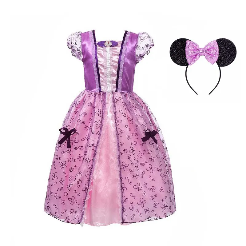 Dress Set 01 VOGUEON/костюм принцессы Софии для девочек; нарядная одежда с короткими рукавами и молнией сзади; детская одежда для дня рождения на Хэллоуин - Цвет: Dress Set 01