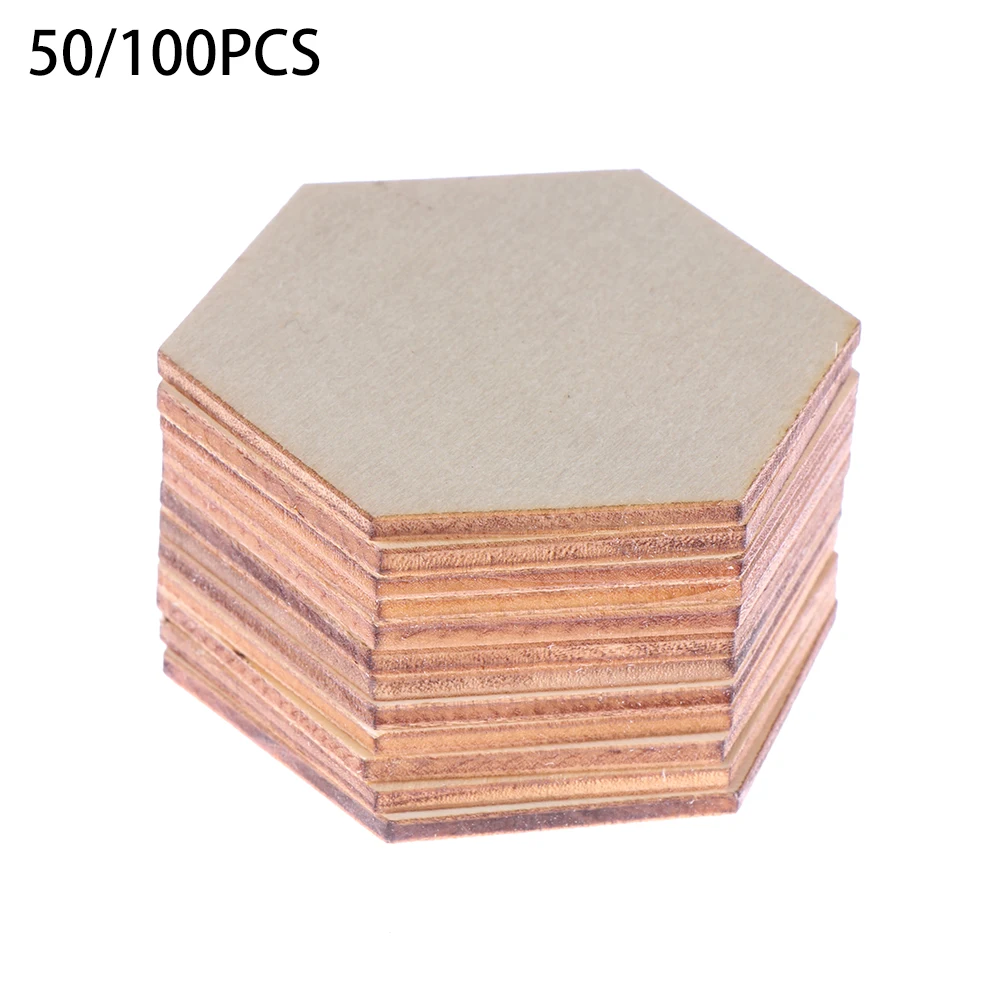 50/100 шт древесины штук DIY лазерная резка украшение ремесло шестиугольная Форма декор украшения свадебные художественных ремесел