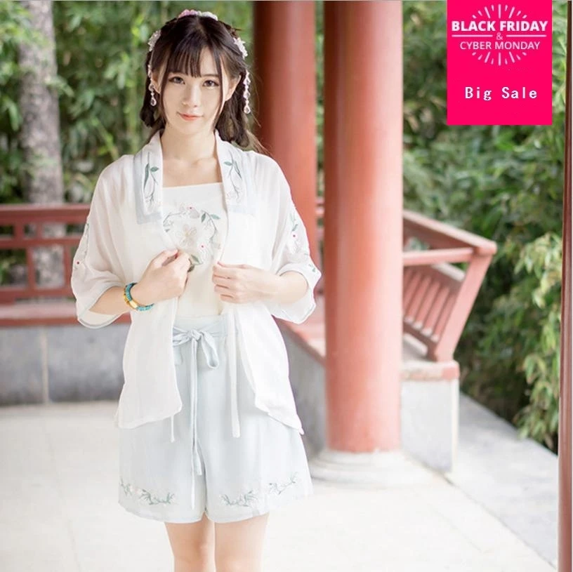 Японский стиль 2018 летние новые женские наборы Винтаж низкие вышитые Maiden серии L78