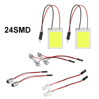 

2 шт. панельная светодиодная купольная лампа для чтения Map Lamp COB 18 24 36 48SMD Внутреннее освещение автомобиля Авто лампа C5W Festoon BA9S T4W T10 Светодиодный адаптер