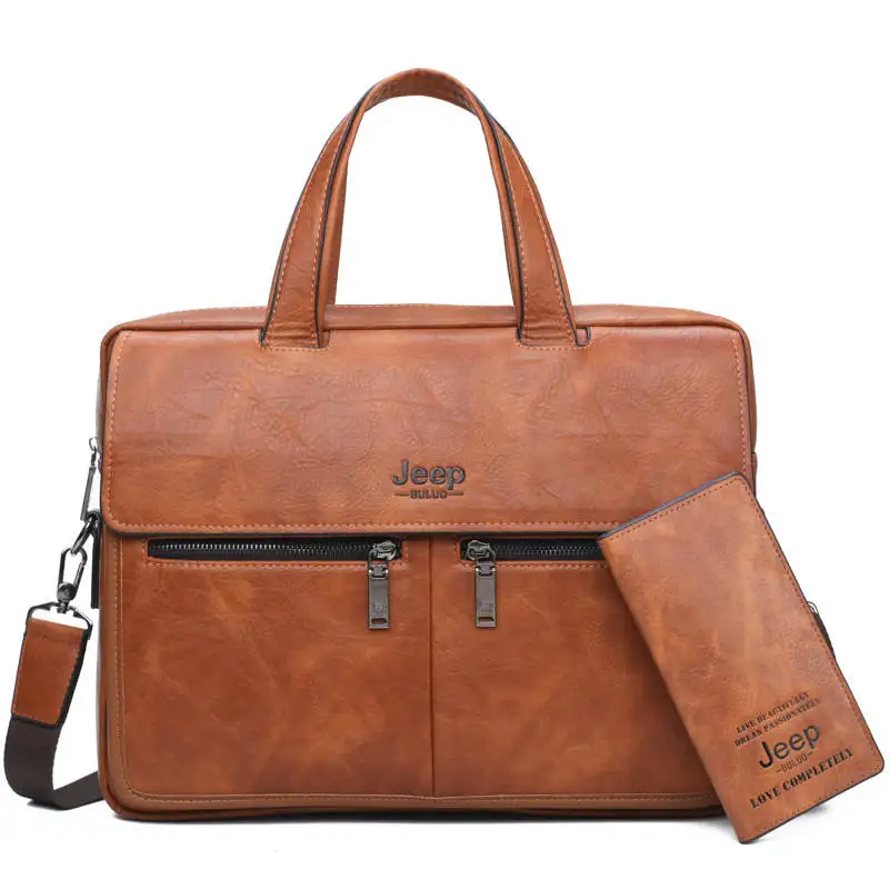 Orange 8002-8888 JEEP BULUO, известный бренд, мужские сумки, деловой портфель, сумка, коровья кожа, спилок, высокое качество, дорожные сумки для 1" ноутбука, А4, мужская сумка - Цвет: Orange 8002-8888