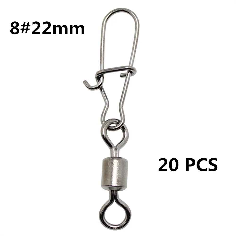 

20 Pcs/Lot 2# 4# 6# 8# 10# Rolling Fishing Swivel With Nice Snap Sea Fishing Rolling Swivels Connector Carp Fishing Accessories