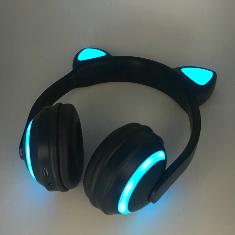 Bluetooth стерео кошачьи наушники мигающие светящиеся кошачьи наушники игровая гарнитура Прекрасные наушники для девочки цветной светодиодный светильник