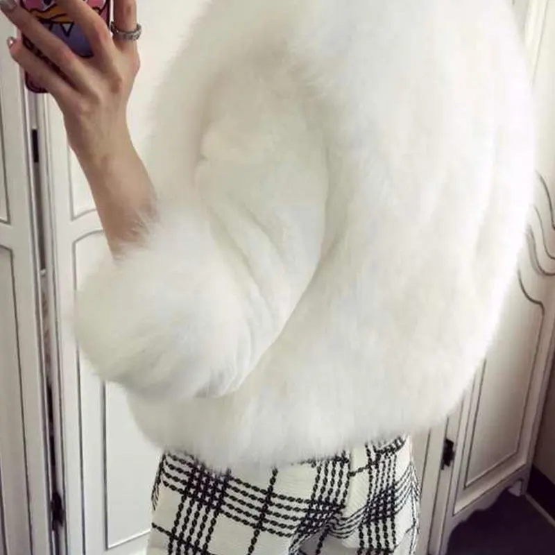 Женская мода Искусственный мех пальто Для женщин однотонные теплые манто Femme Hiver