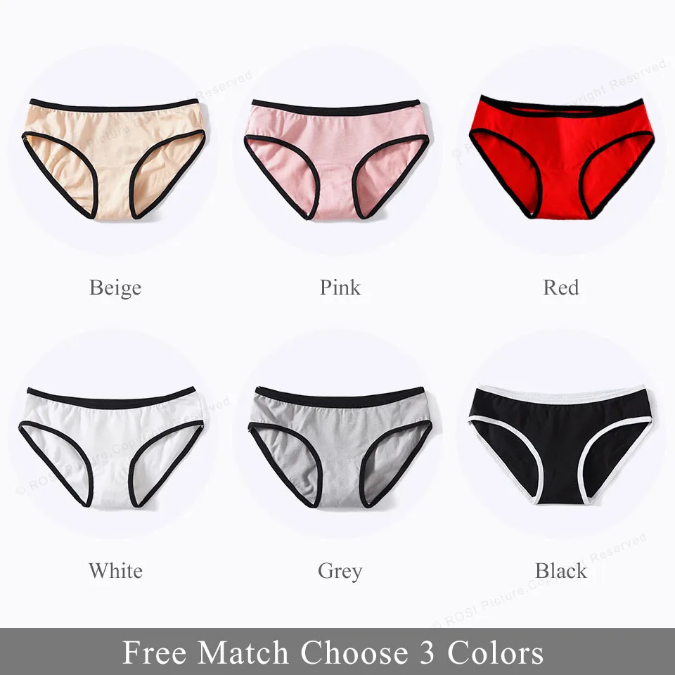 Free Match 3 colors Хлопковые трусики для женщин, для девочек, сексуальные трусы, нижнее белье, женское нижнее белье, бикини узкие плавки, женские шорты, ondergoed vrouwen 3 pcsROSI - Цвет: Free Match 3 colors