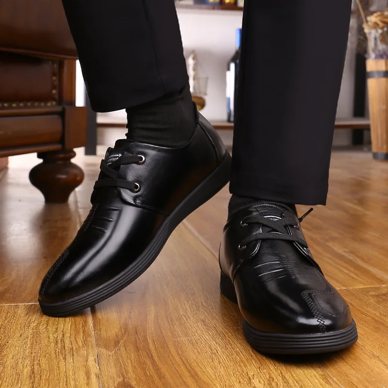 

2019 New Spring Autumn Men Shoes Breathable Leather Lace-up Men Casual Shoes High Quality Flat Shoes for Men Leather Dress Shoes