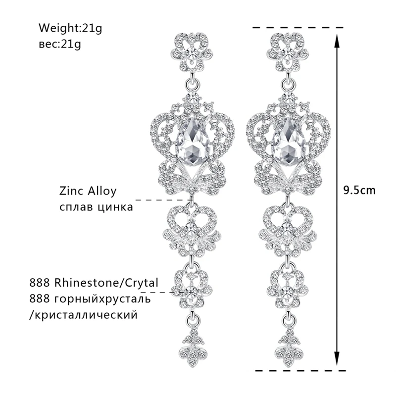 Minmin Blue / White Butterfly Crystal Earrings for Women Top Quality Jewelry Drop Long Wedding EH163 | Украшения и аксессуары