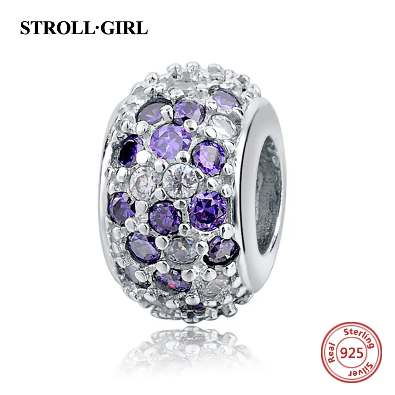 Colors Crystal CZ Stone Charms Fit DIY Charms Silver 925 Original In Beads Sterling Silver Bracelet Authentic Jewelry Making