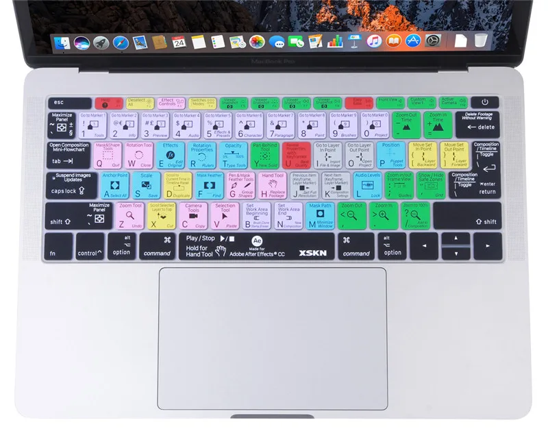 XSKN быстрые клавиши после эффектов силиконовый чехол для клавиатуры MacBook 12 дюймов