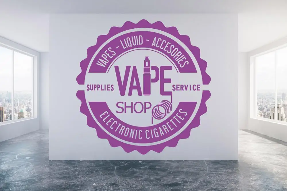 Современные Vape наклейки на стену магазина обои магазин Декор окно и стены