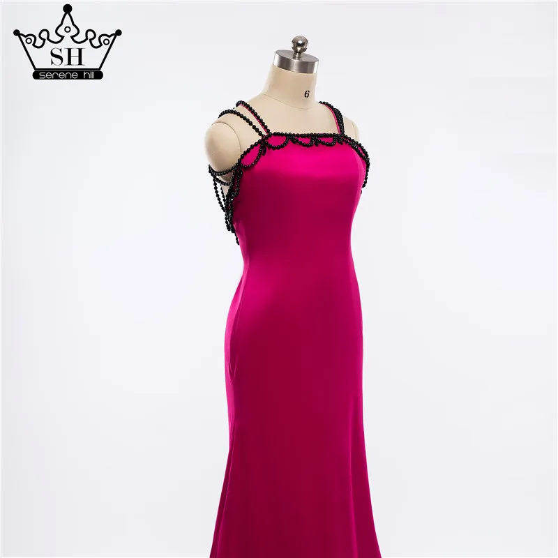 Женское вечернее платье-русалка розовое длинное платье с бисером расшитое в