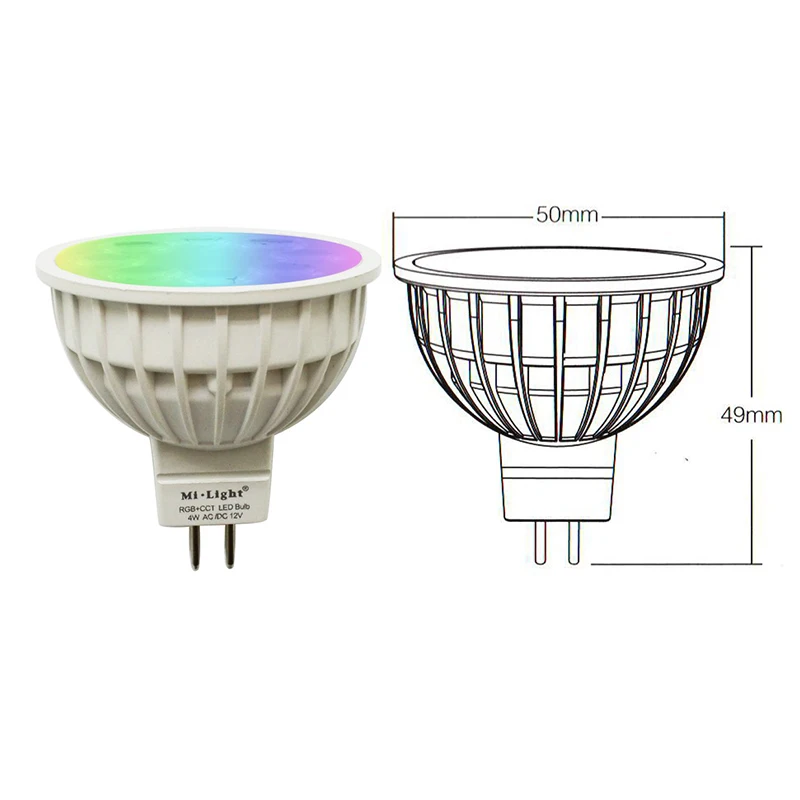 Milight MR16 пятно света DC12V 2.4 г Беспроводной затемнения светодиодный лампы RGB+ CCT светодиодный Spotlight smart Светодиодный светильник+ светодиодный удаленного